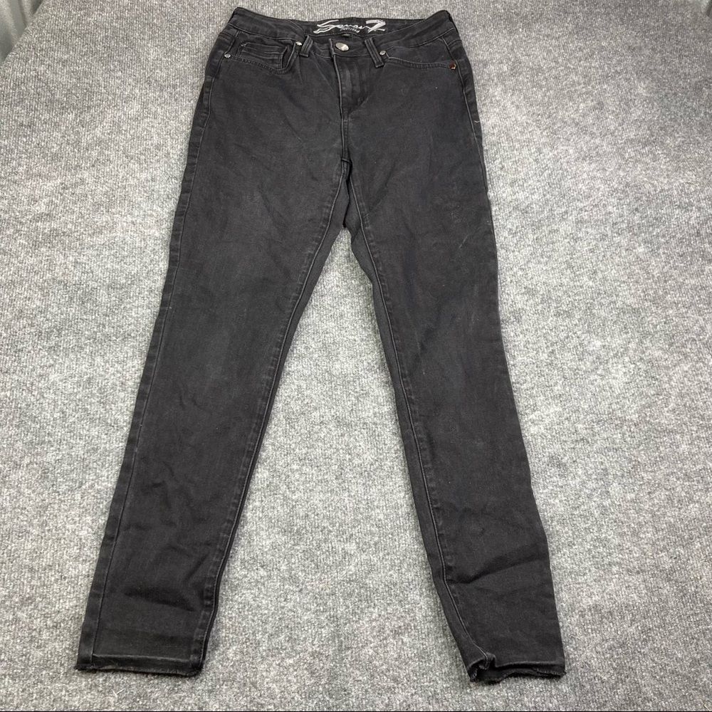 Seven7 Jeans Womens Size 4 Black Mid Rise Skinny Faded‎ Denim Casual Pants